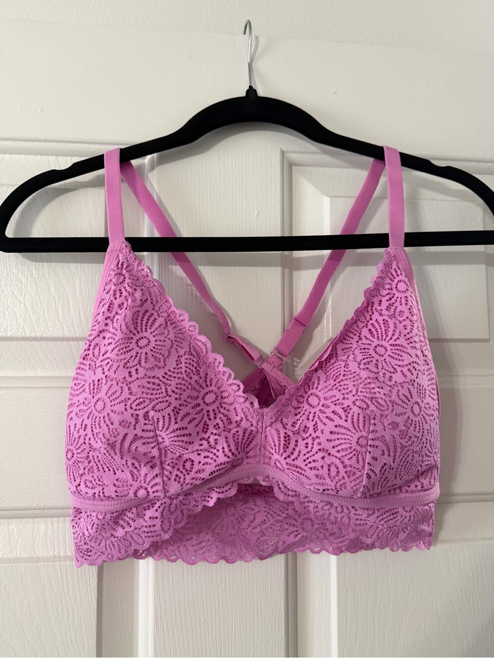 Auden Pink Floral Lace Longline Bralette Size M